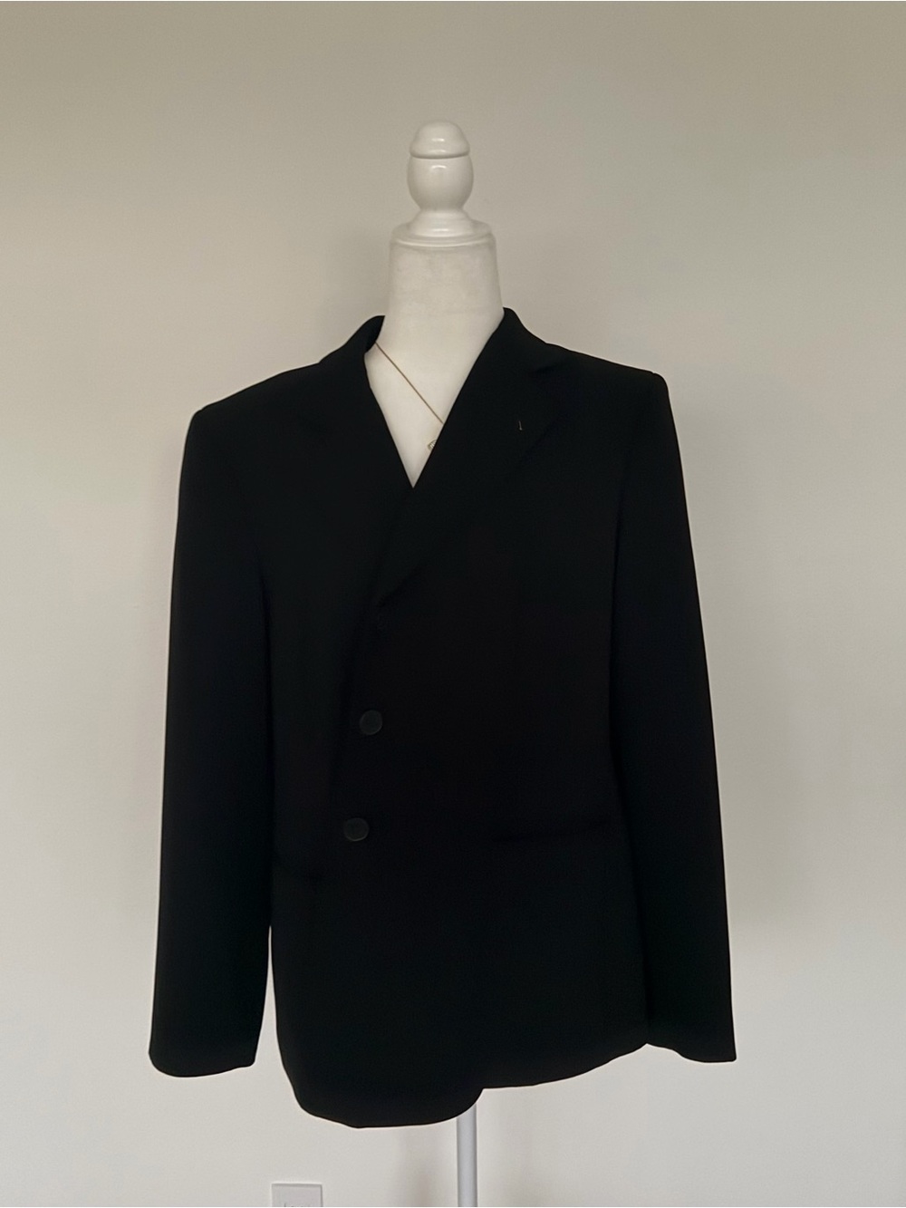 Jones New York Platinum Black Asymmetric Double Breasted Blazer 14W